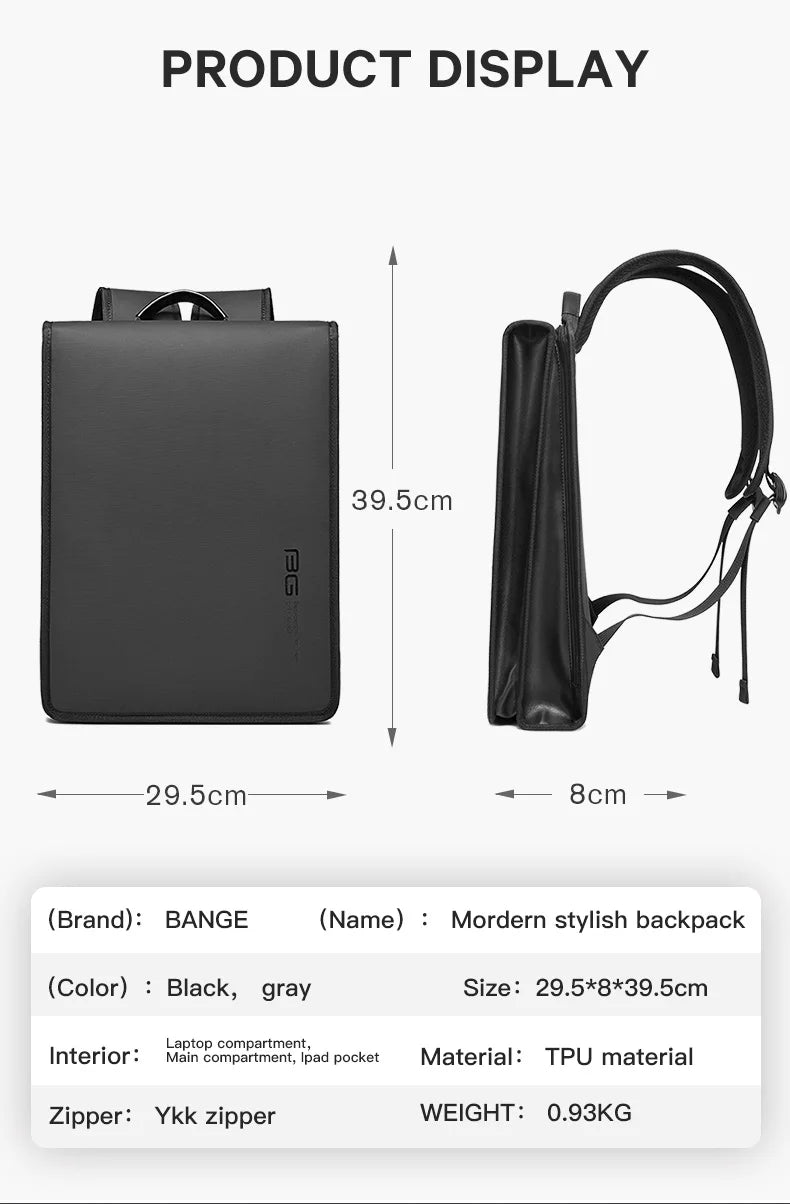 BANGE New Business Backpack Men's Anti-Theft Computer Bag Big Capacity 14.1 Inch Laptop Bagpack Men Elegant Waterproof