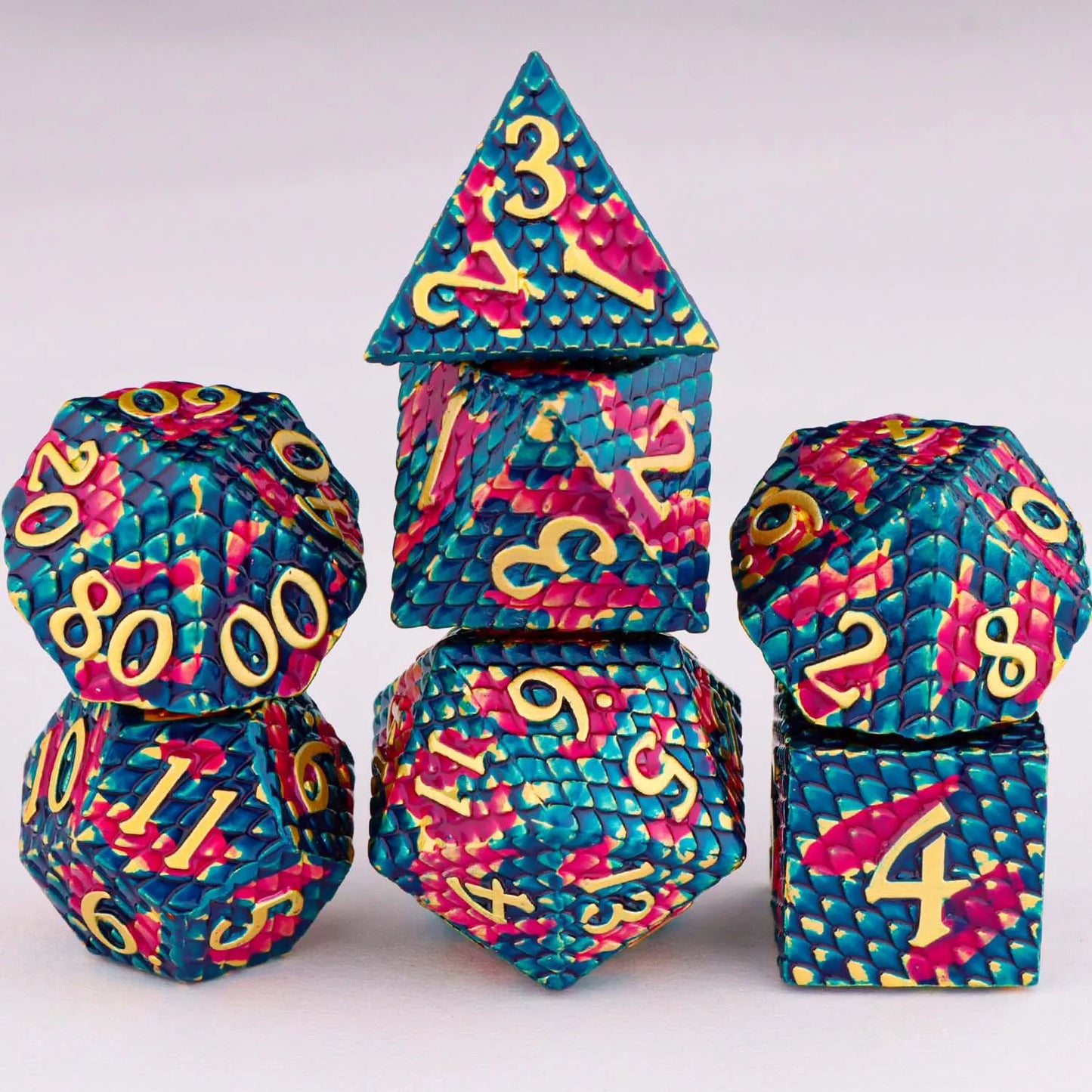 7-Piece Metal Polyhedral Dice Set - Perfect for RPG and Tabletop Games