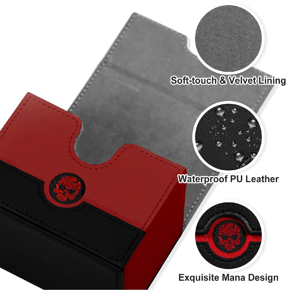 Premium PU Leather Sideload Deck Box - Fits 120+ Sleeved Cards