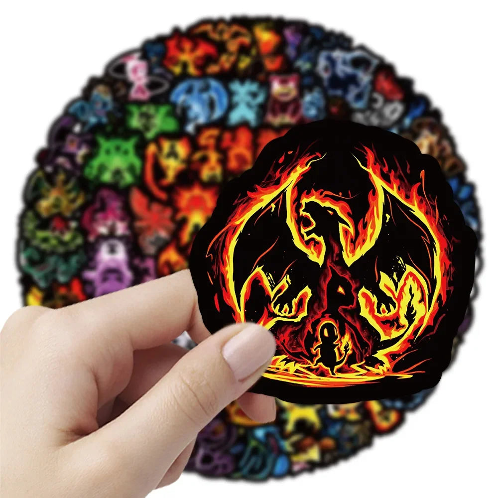 60Pcs Neon Pokemon Graffiti Stickers Anime