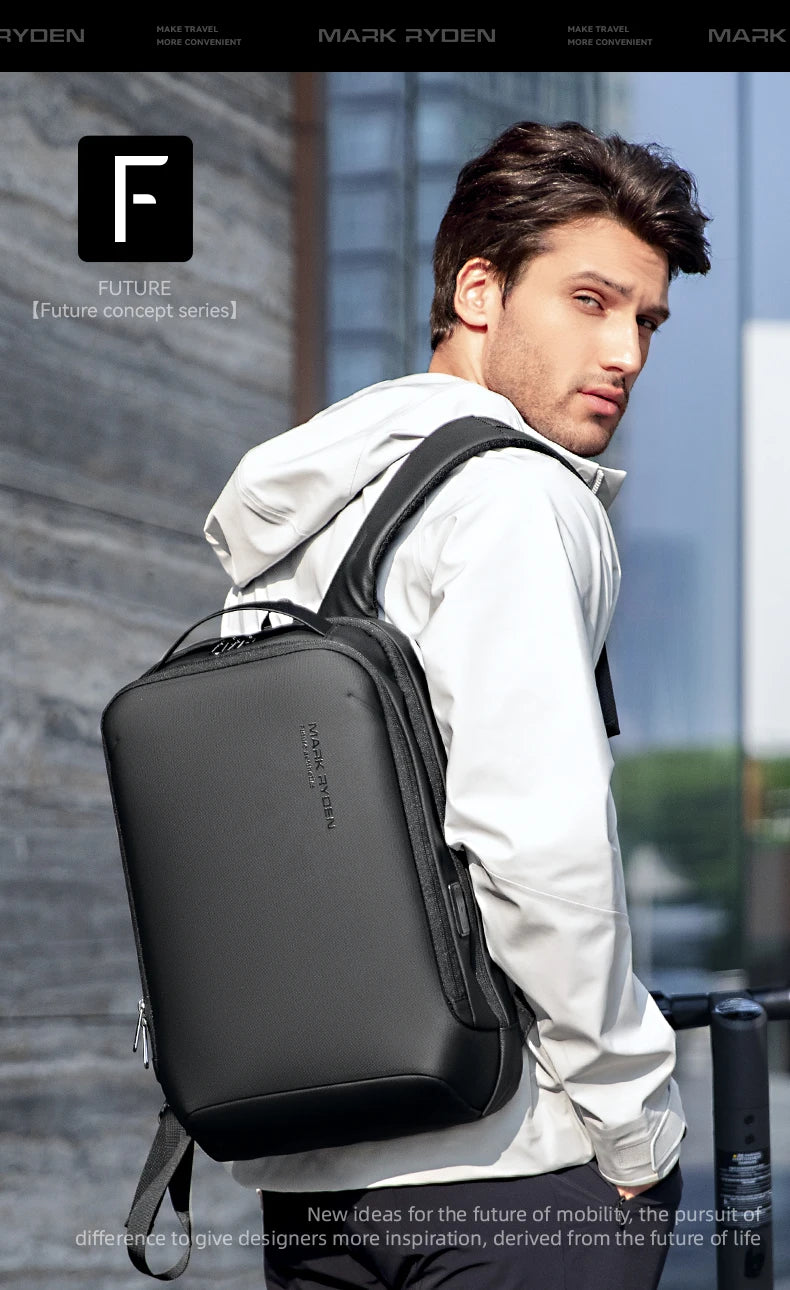 MARK RYDEN Slim Laptop Backpack with USB Port - Model MR9008