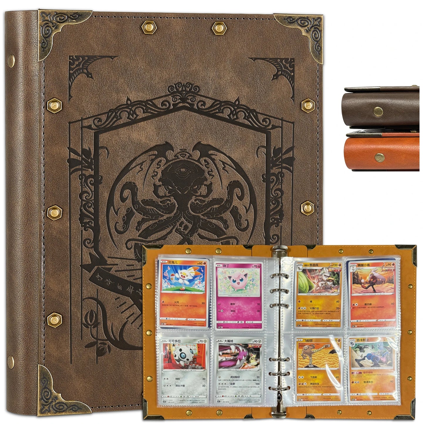 Leather Trading Card Binder - 4 Pocket Album for TCG