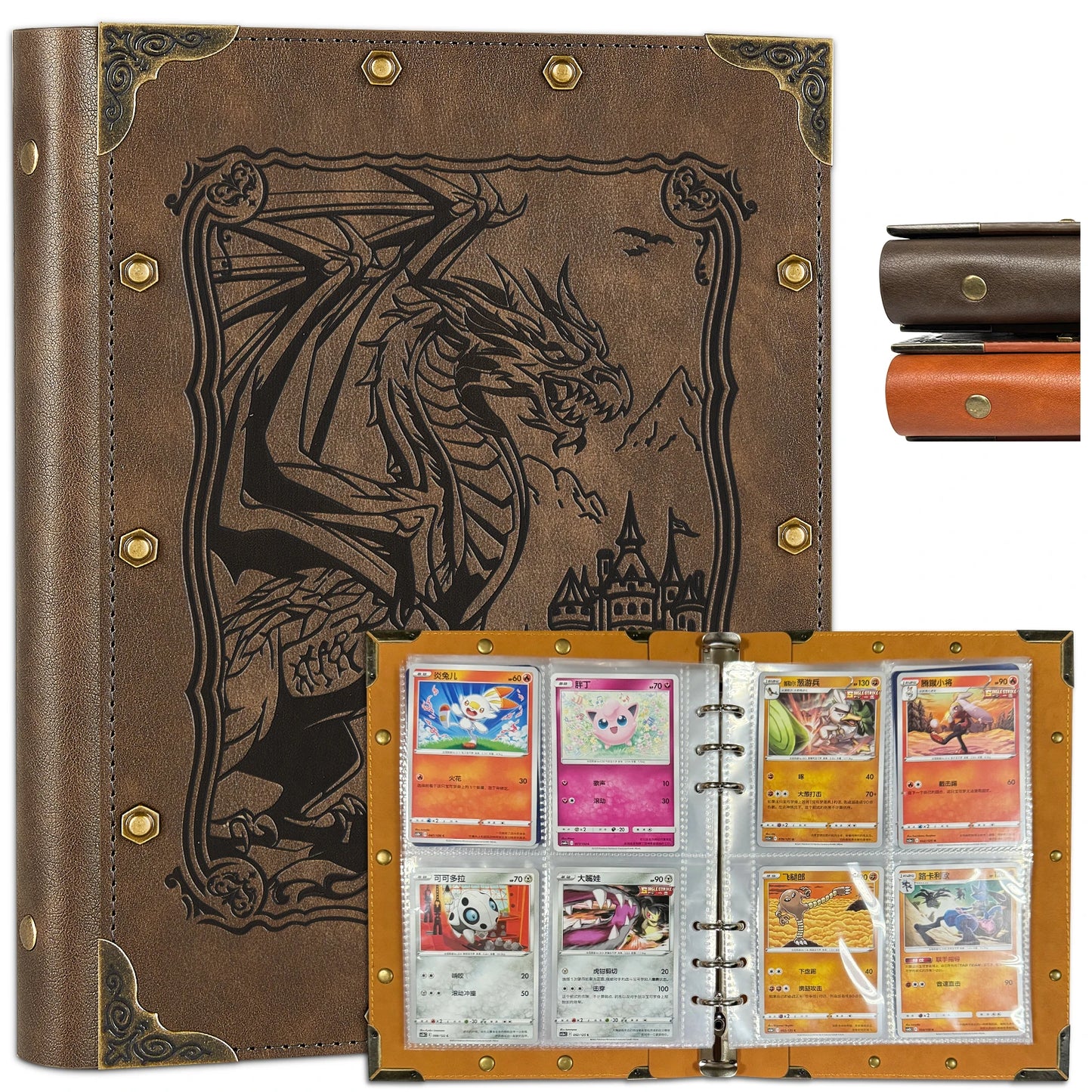 Leather Trading Card Binder - 4 Pocket Album for TCG