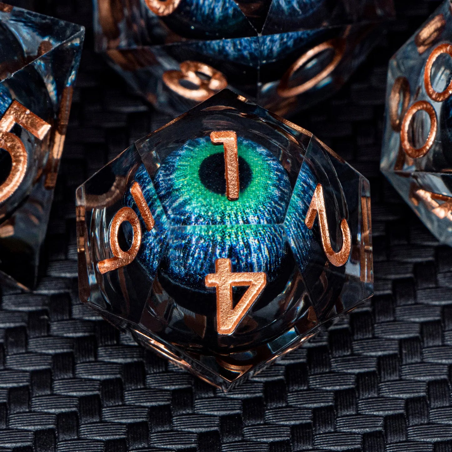 DnD D20 Multicolored Dice Blue Red Purple Orange White Gold