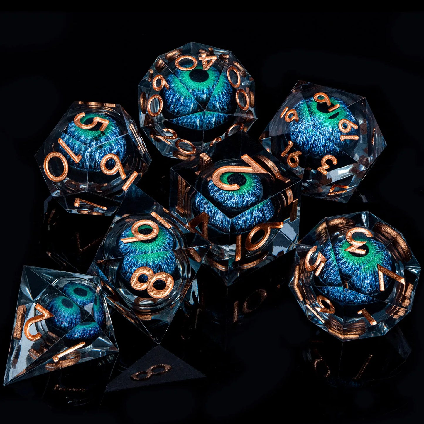 DnD D20 Multicolored Dice Blue Red Purple Orange White Gold