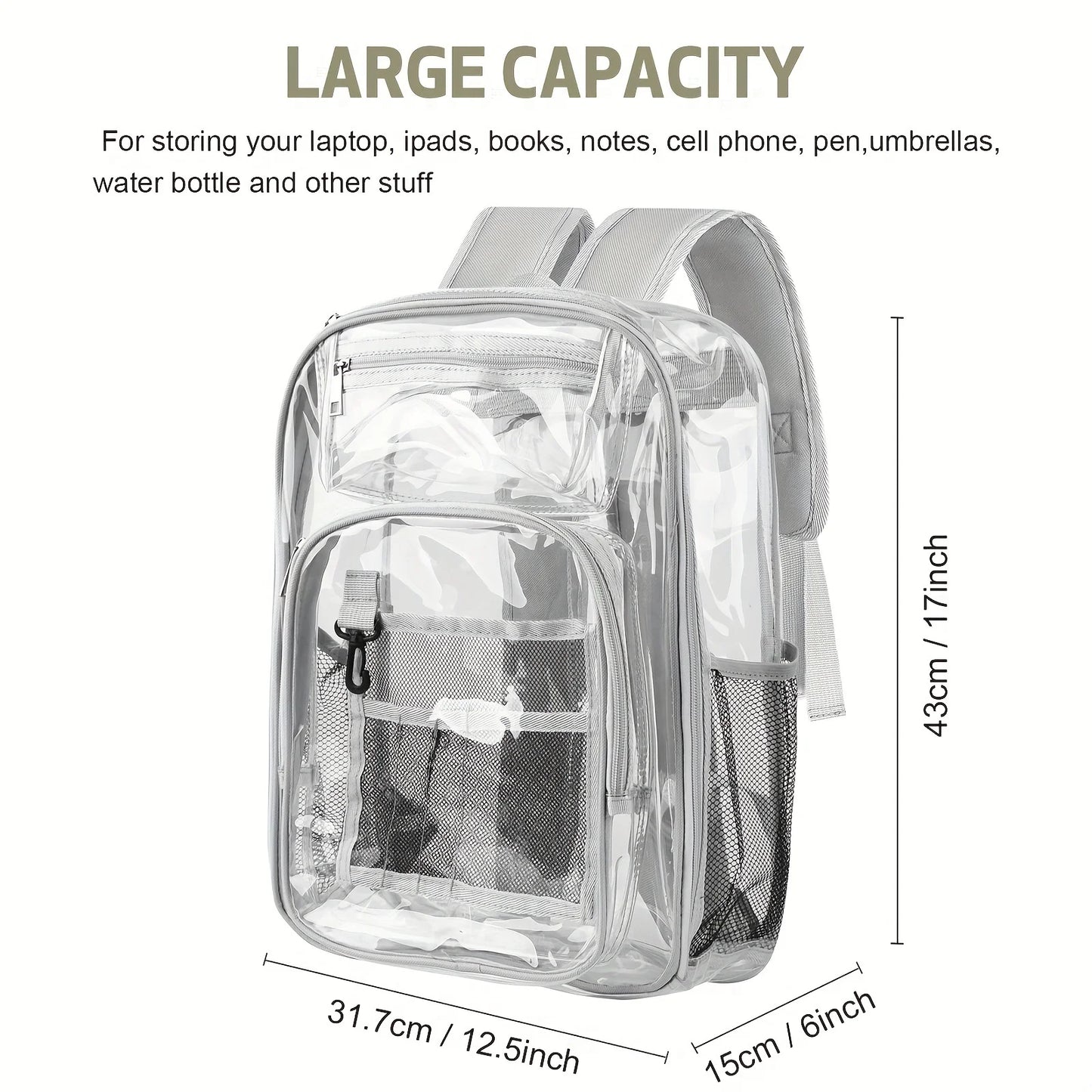 Clear Backpack, Large Heavy Duty PVC Transparent Backpack