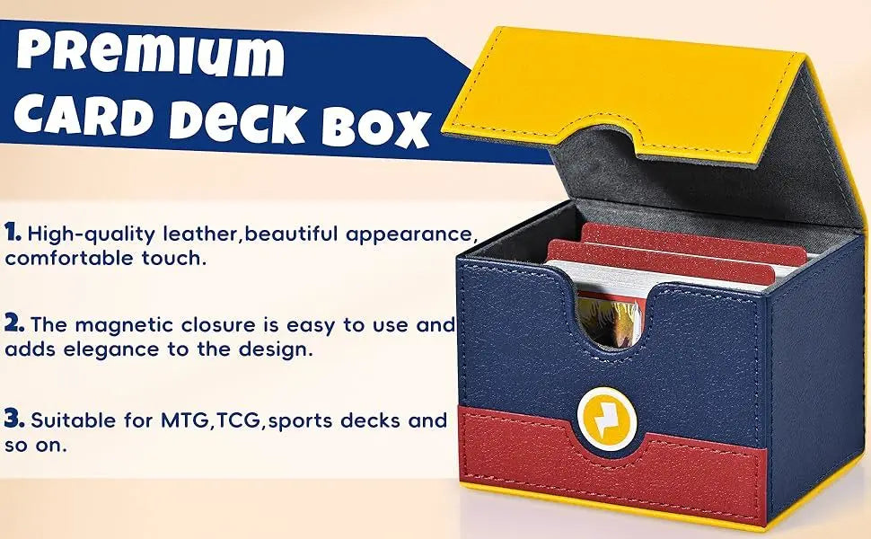 Premium PU Leather Sideload Deck Box - Fits 120+ Sleeved Cards