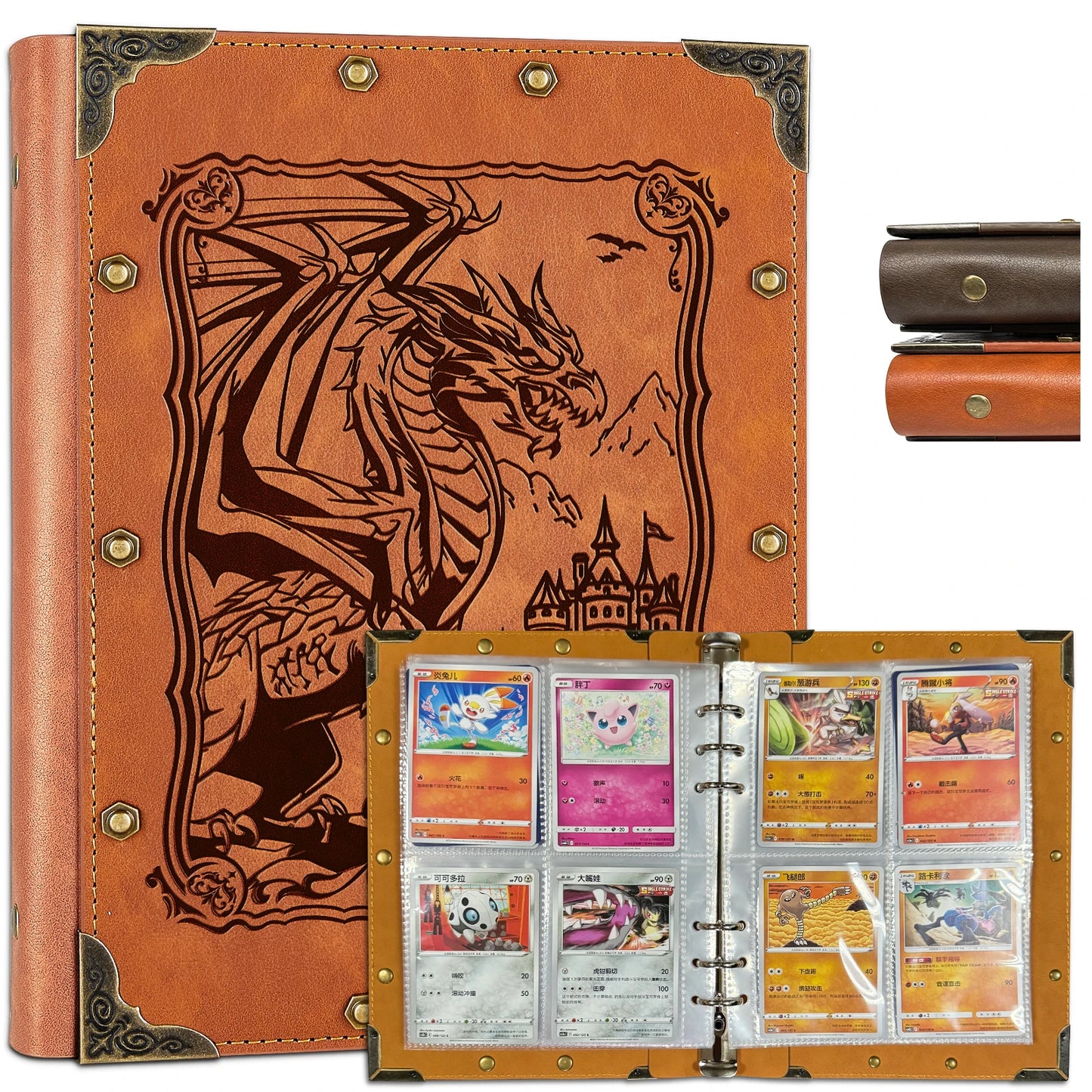 Leather Trading Card Binder - 4 Pocket Album for TCG