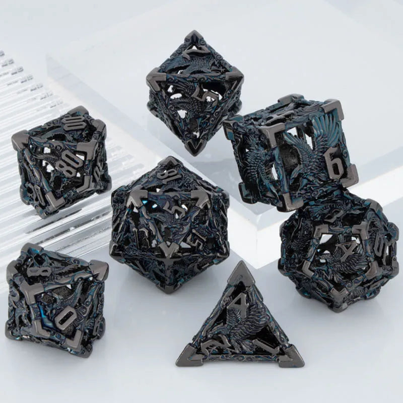 7-Piece Metal Polyhedral Dice Set - Perfect for RPG and Tabletop Games