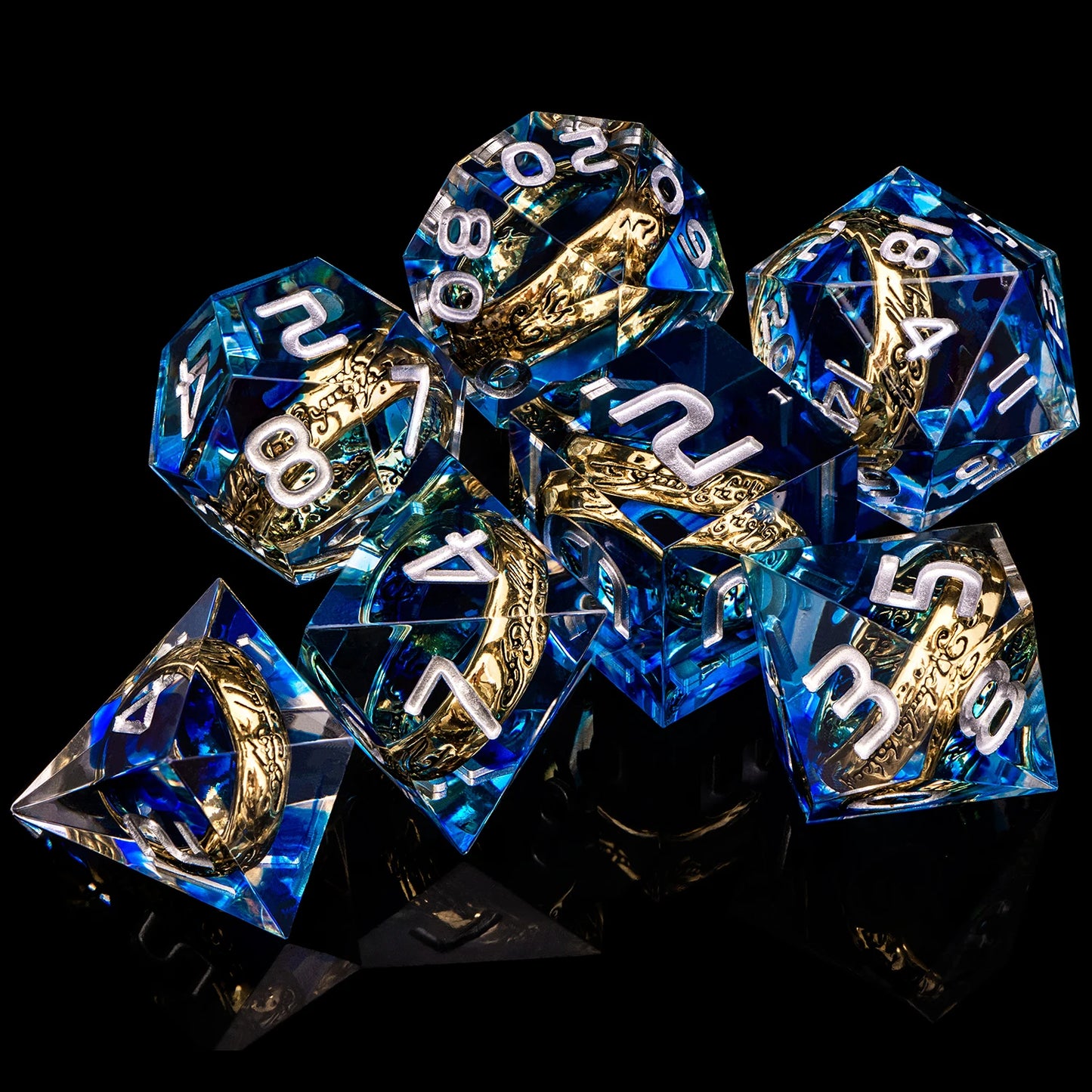 DnD D20 Multicolored Dice Blue Red Purple Orange White Gold