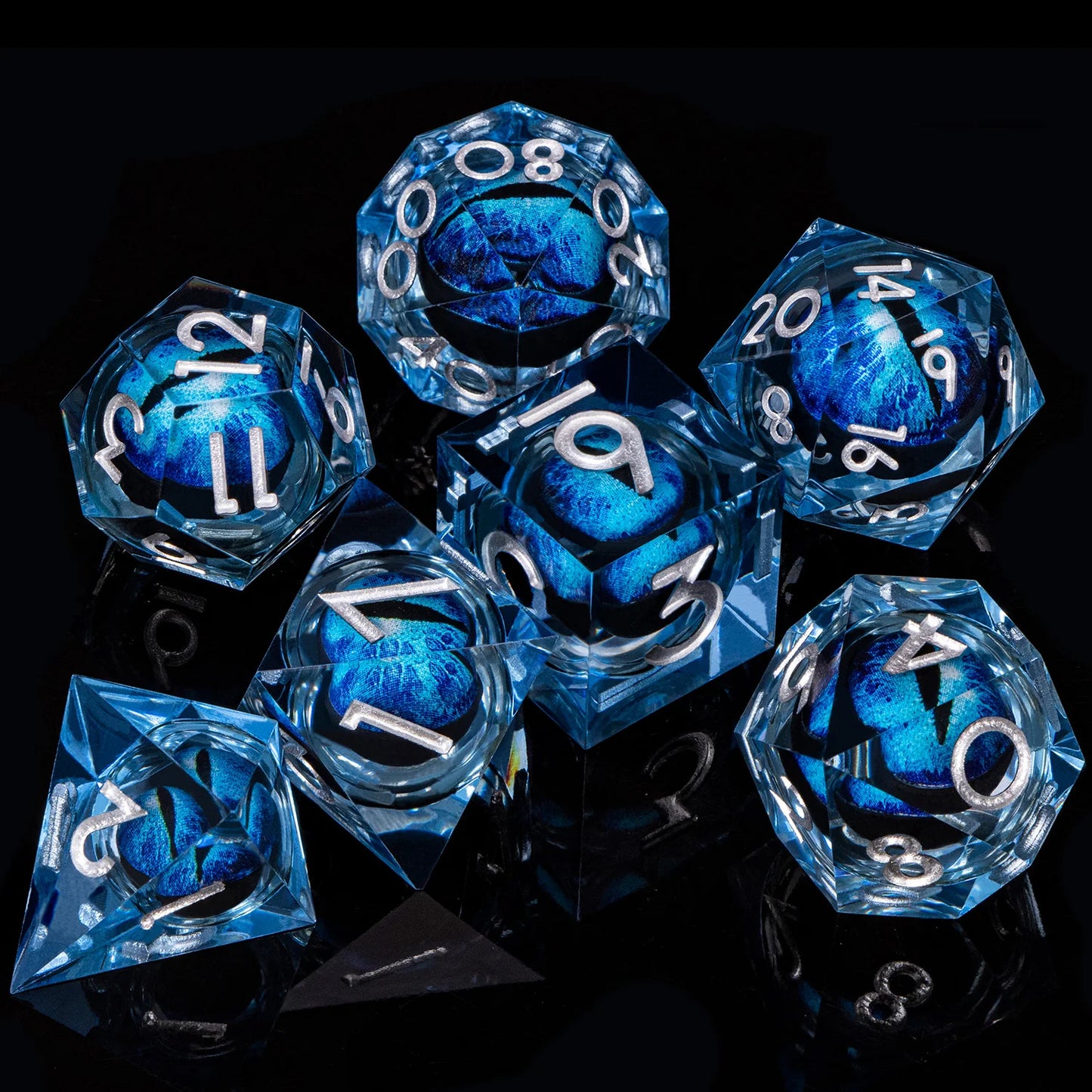 DnD D20 Multicolored Dice Blue Red Purple Orange White Gold