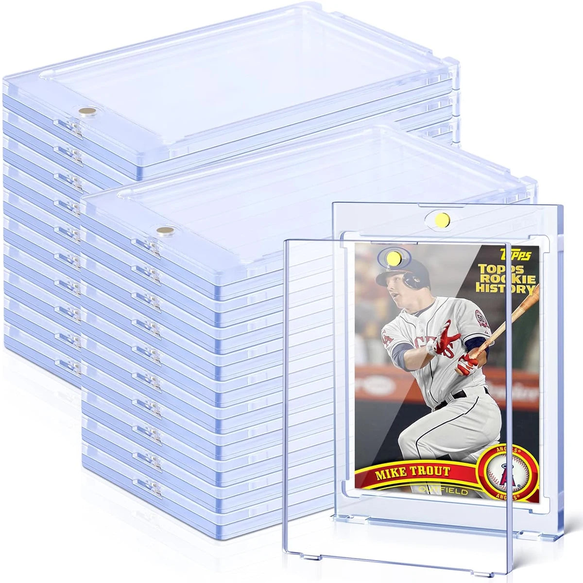 35PC Magnetic Holder Trading Card Protectors - Hard Plastic Sleeves Display Case for Standard Cards