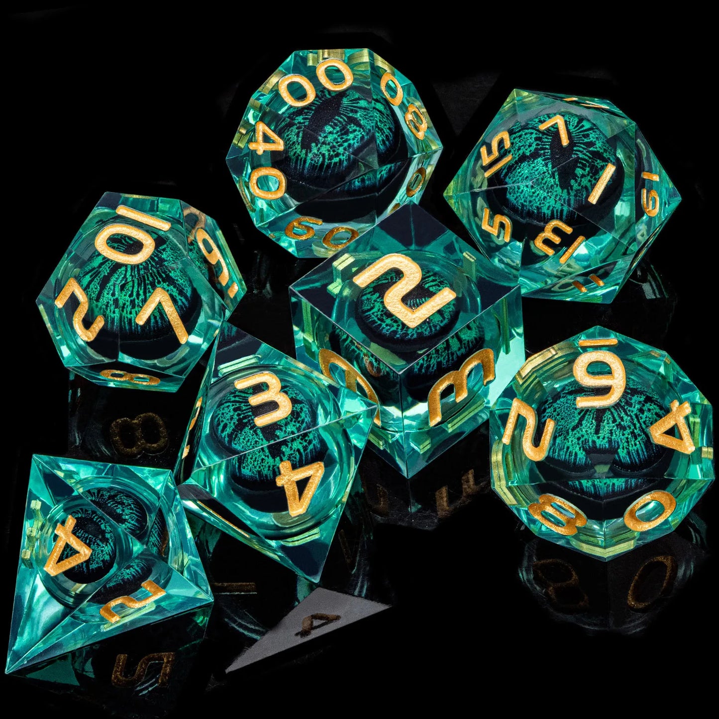 DnD D20 Multicolored Dice Blue Red Purple Orange White Gold