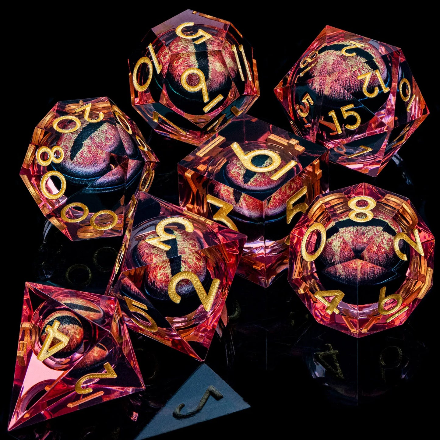 DnD D20 Multicolored Dice Blue Red Purple Orange White Gold