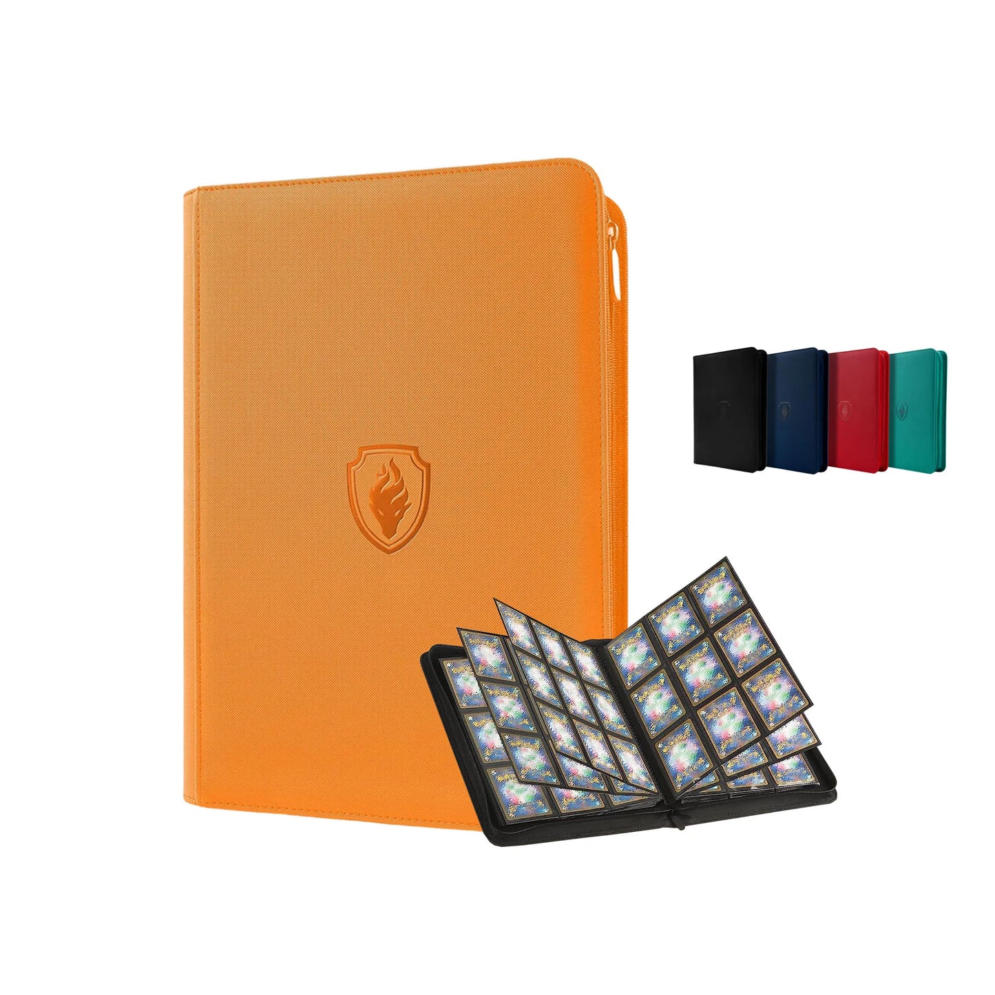 360 Card Binder, 9 Pocket PU Cover, Side-Loading Holder With Zipper