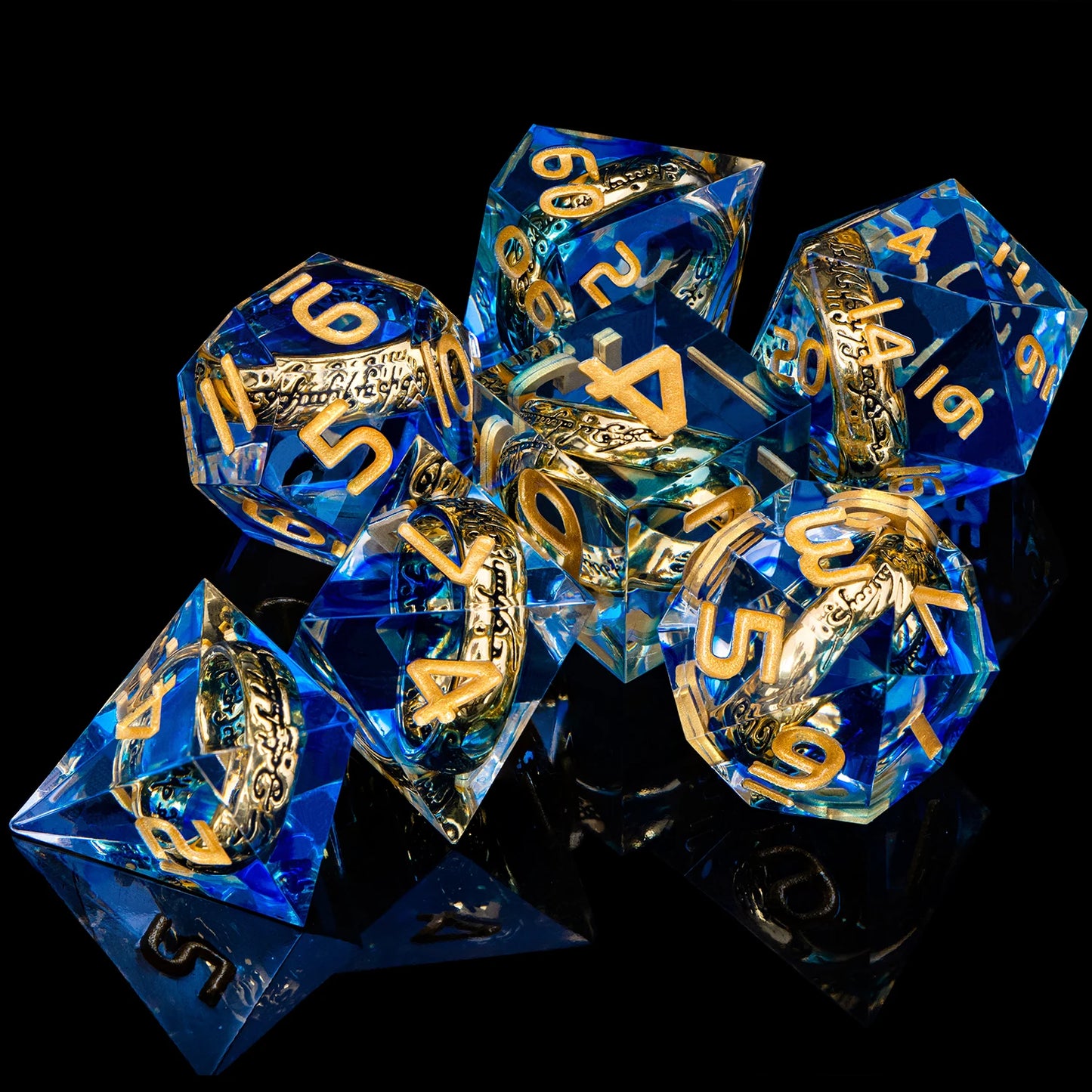 DnD D20 Multicolored Dice Blue Red Purple Orange White Gold