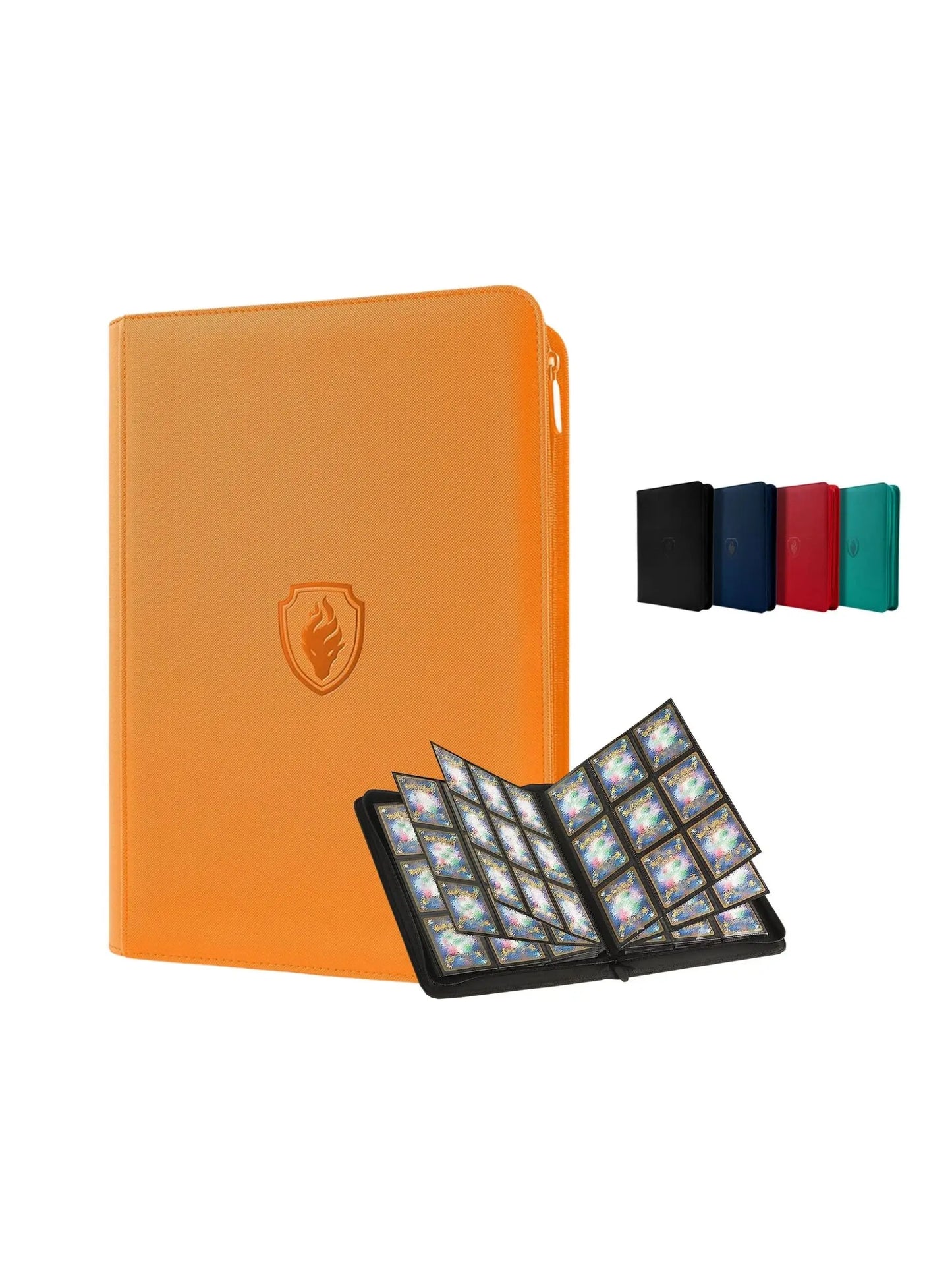 360 Card Binder, 9 Pocket PU Cover, Side-Loading Holder With Zipper