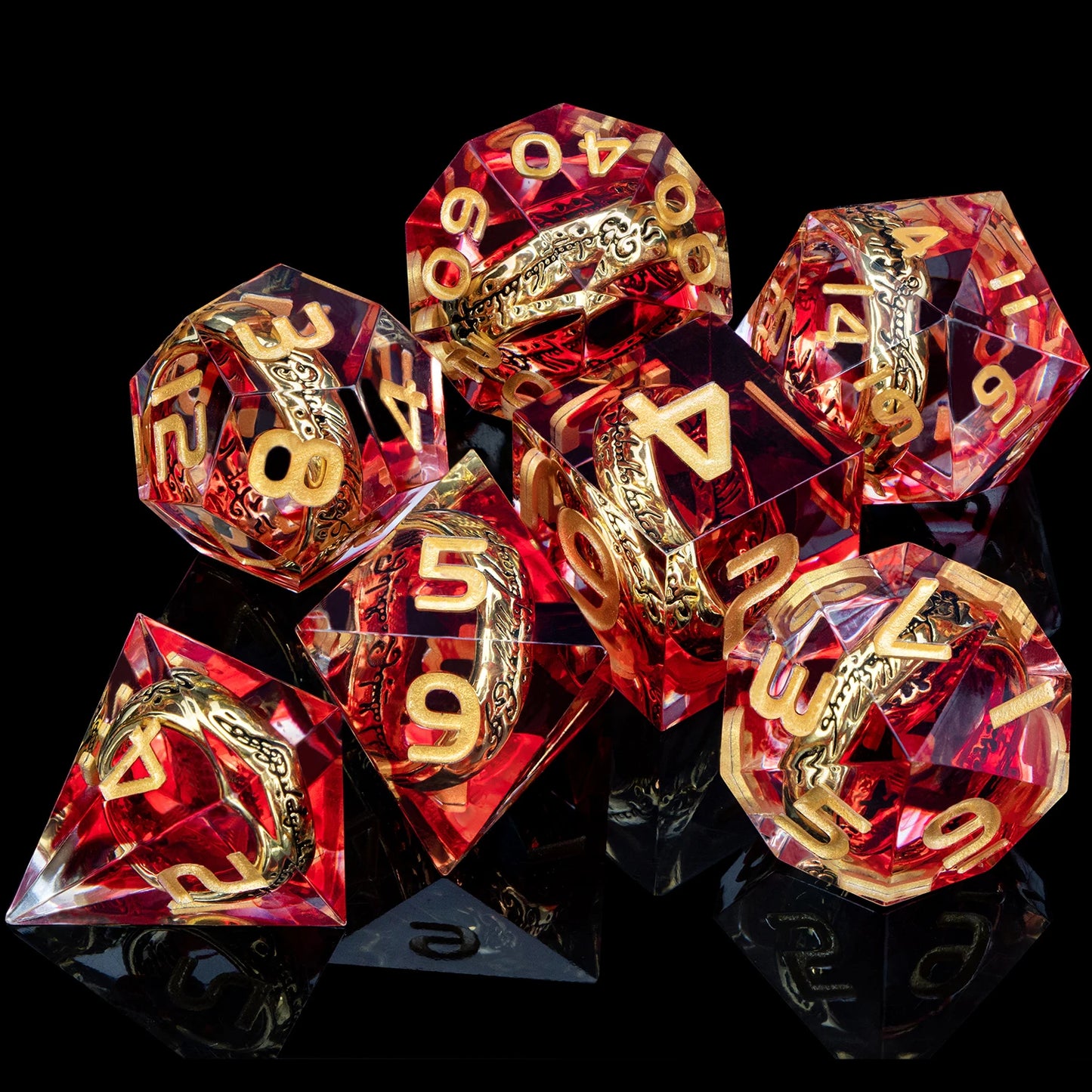 DnD D20 Multicolored Dice Blue Red Purple Orange White Gold