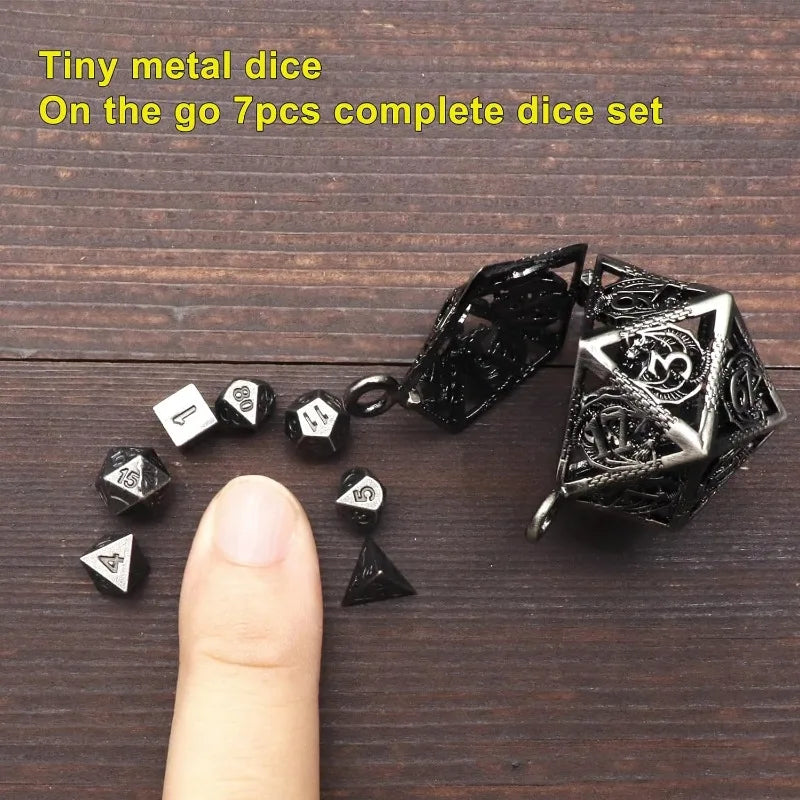 Mini Dice Set - Keychain and Necklace with D4 D6 D8 D10 D12 D20 Dice Case