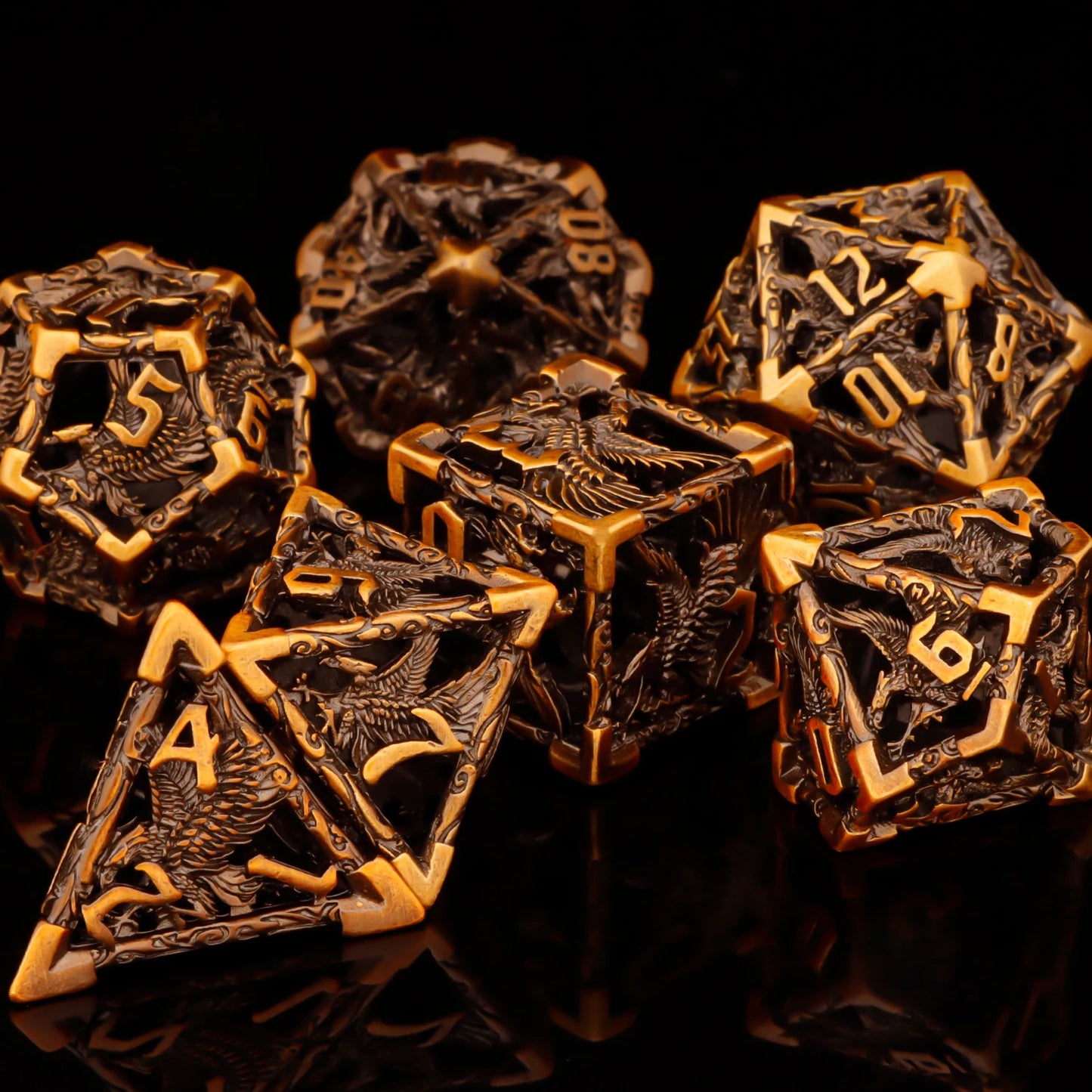 7-Piece Metal Polyhedral Dice Set - Perfect for RPG and Tabletop Games