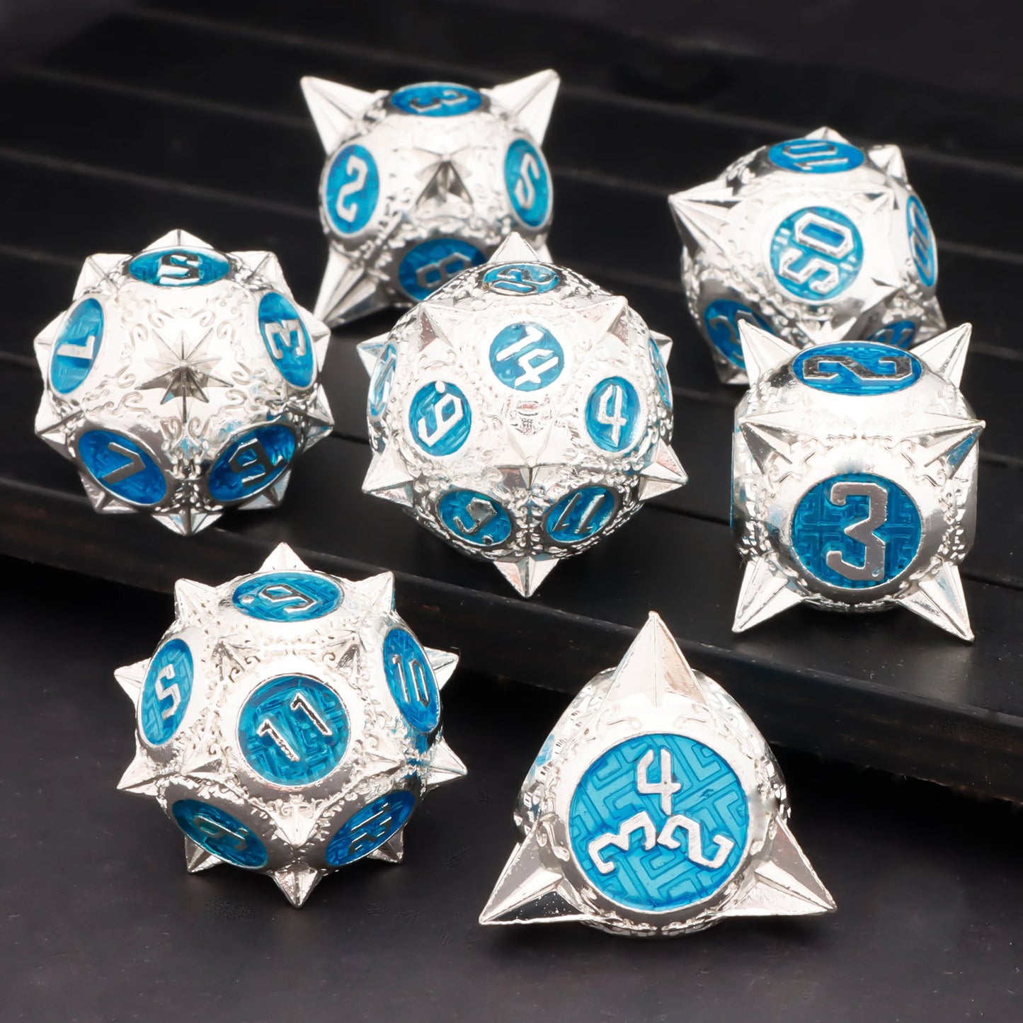 7-Piece Metal Polyhedral Dice Set - Perfect for RPG and Tabletop Games