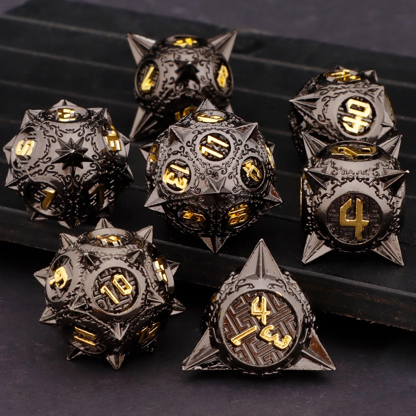 7-Piece Metal Polyhedral Dice Set - Perfect for RPG and Tabletop Games