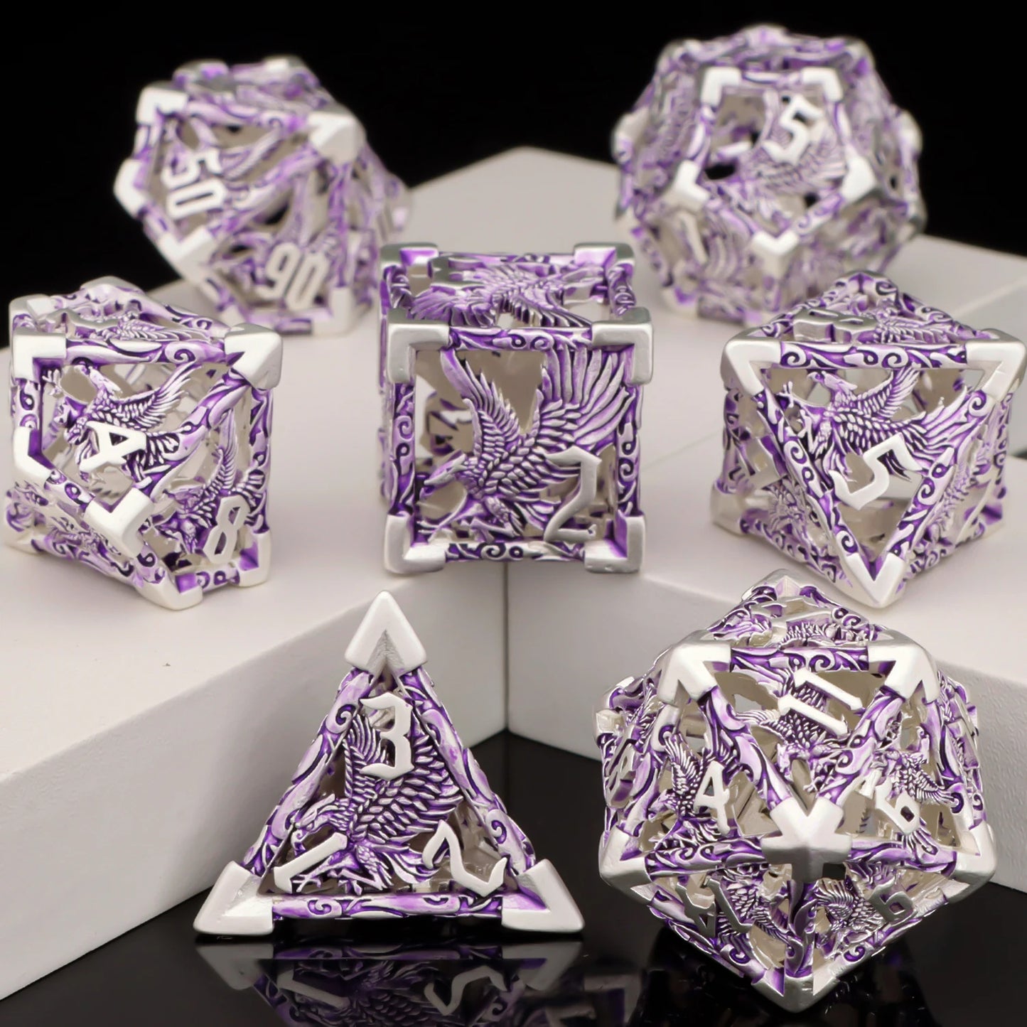 7-Piece Metal Polyhedral Dice Set - Perfect for RPG and Tabletop Games