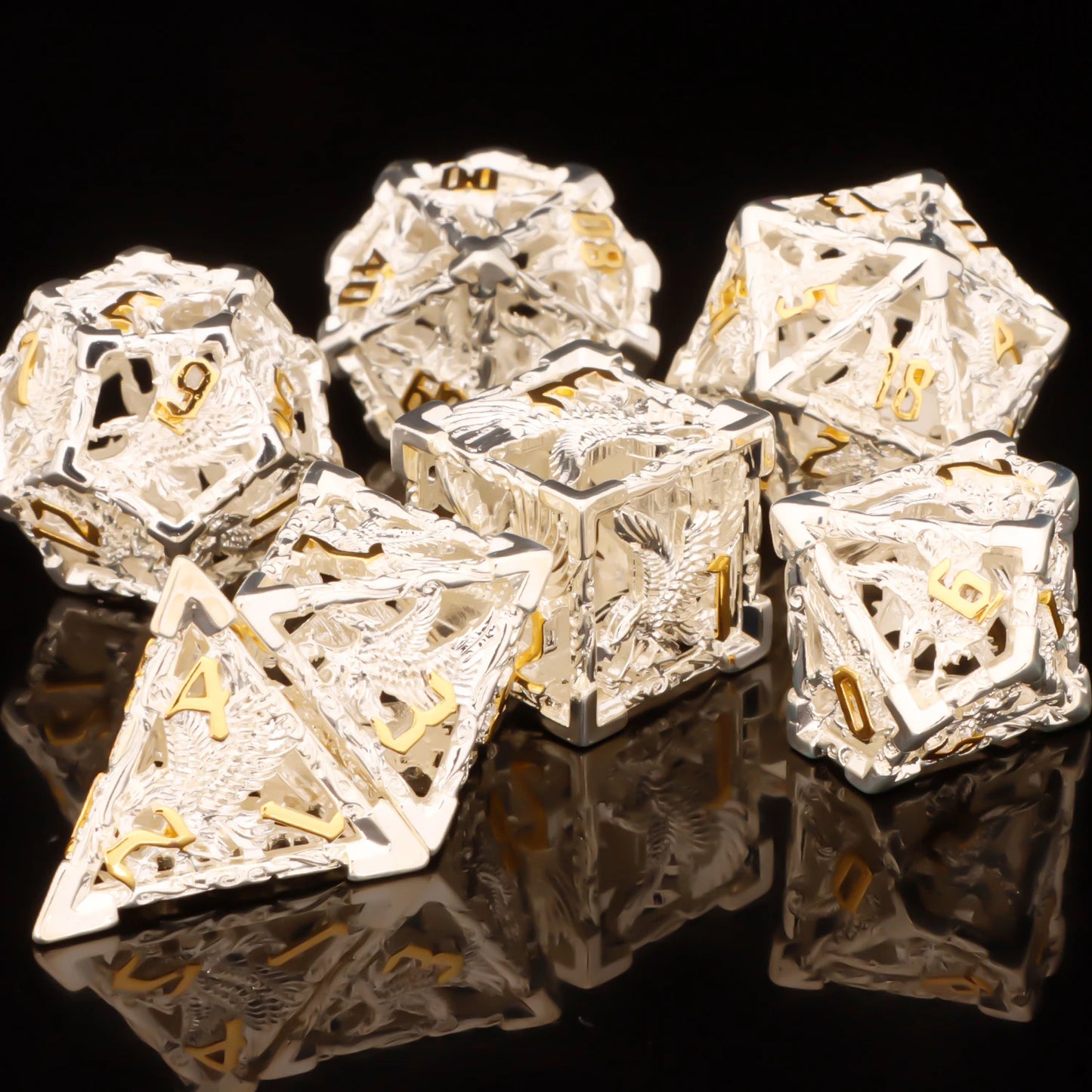 7-Piece Metal Polyhedral Dice Set - Perfect for RPG and Tabletop Games