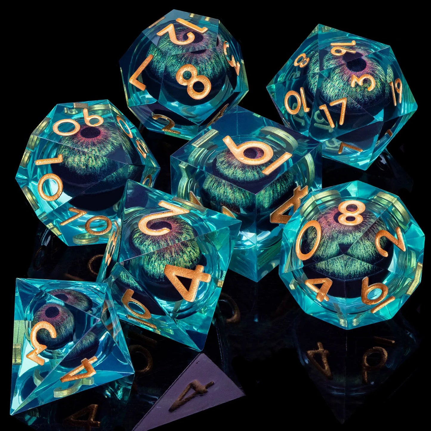 DnD D20 Multicolored Dice Blue Red Purple Orange White Gold