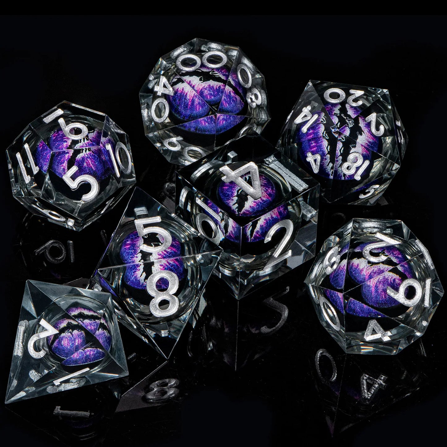 DnD D20 Multicolored Dice Blue Red Purple Orange White Gold