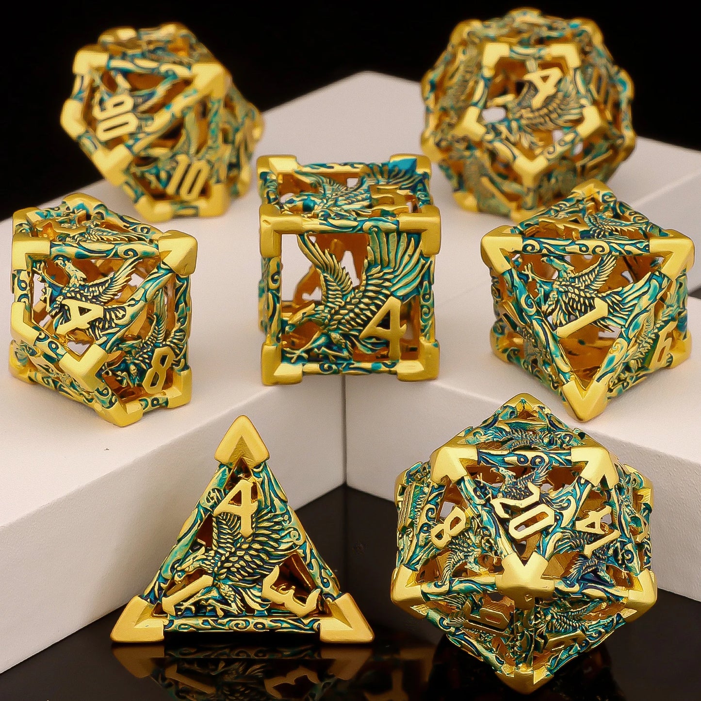 7-Piece Metal Polyhedral Dice Set - Perfect for RPG and Tabletop Games