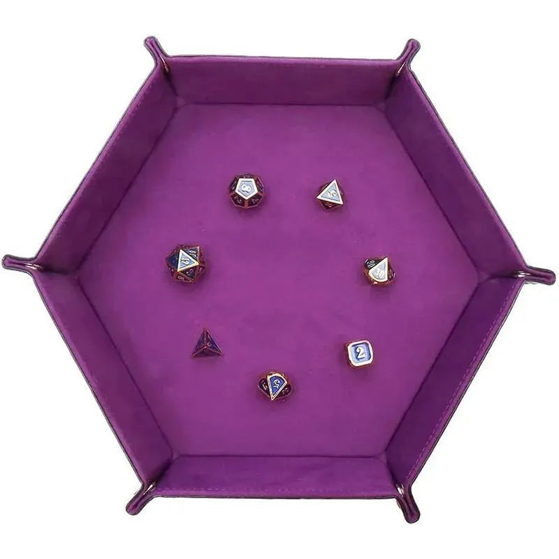 1 Pc PU Leather Velvet Folding Storage Tray Hexagonal Dice Tray Holder Storage Basket For Dice Games