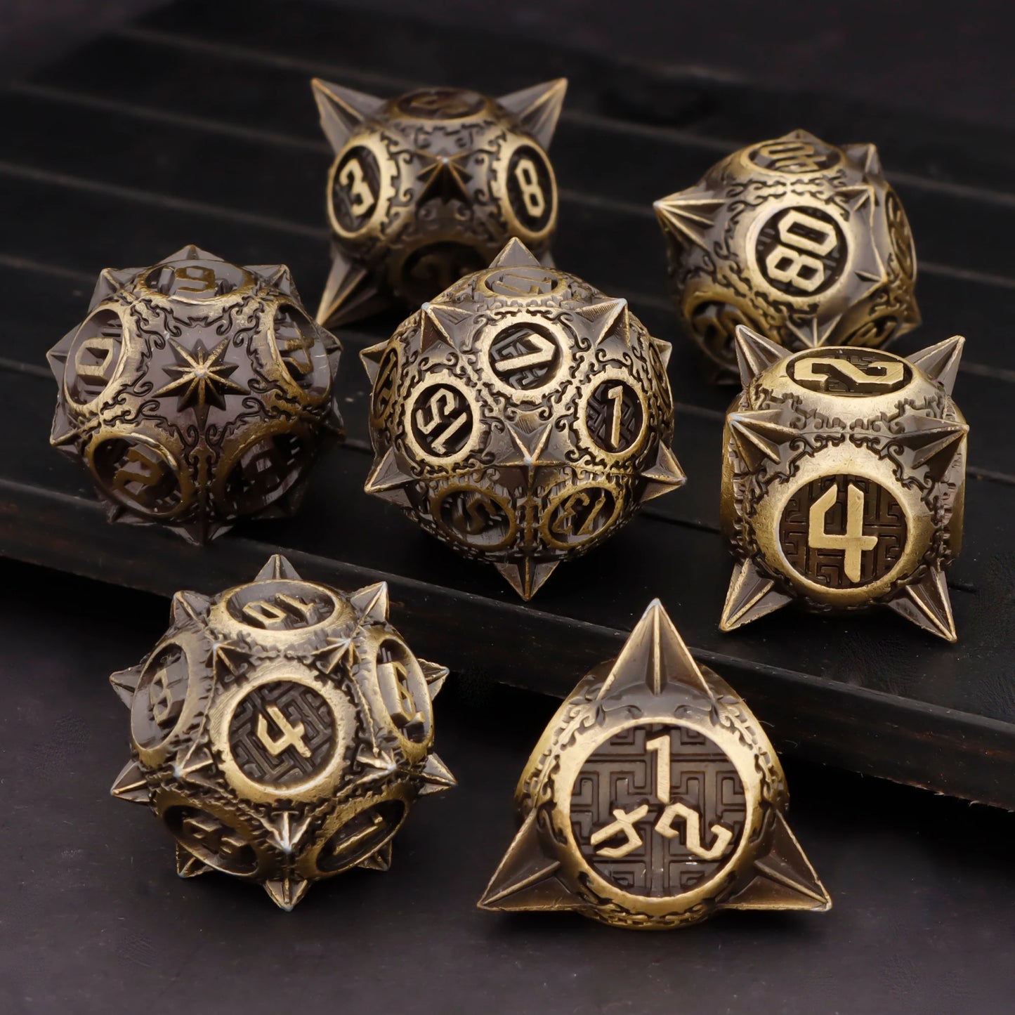 7-Piece Metal Polyhedral Dice Set - Perfect for RPG and Tabletop Games