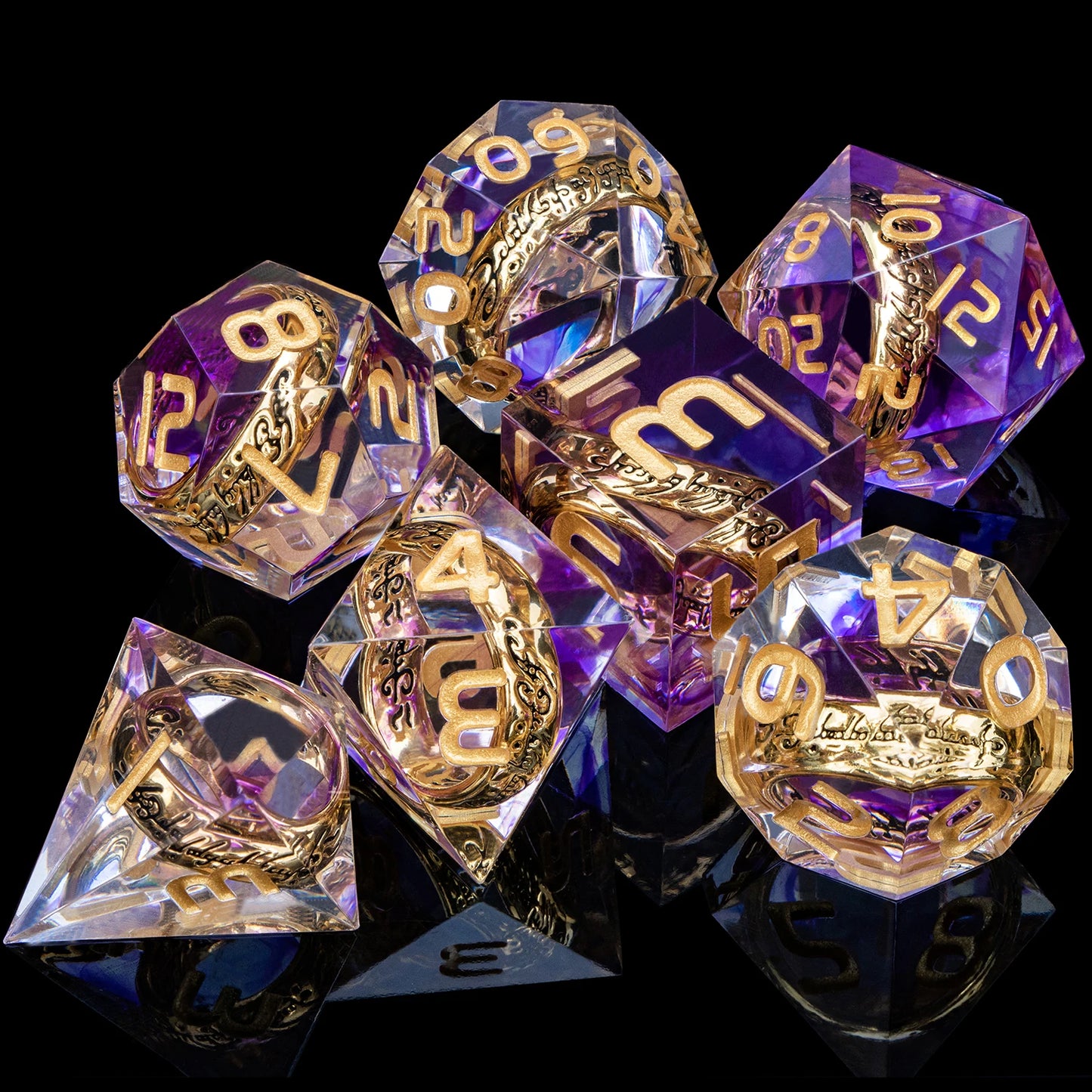 DnD D20 Multicolored Dice Blue Red Purple Orange White Gold