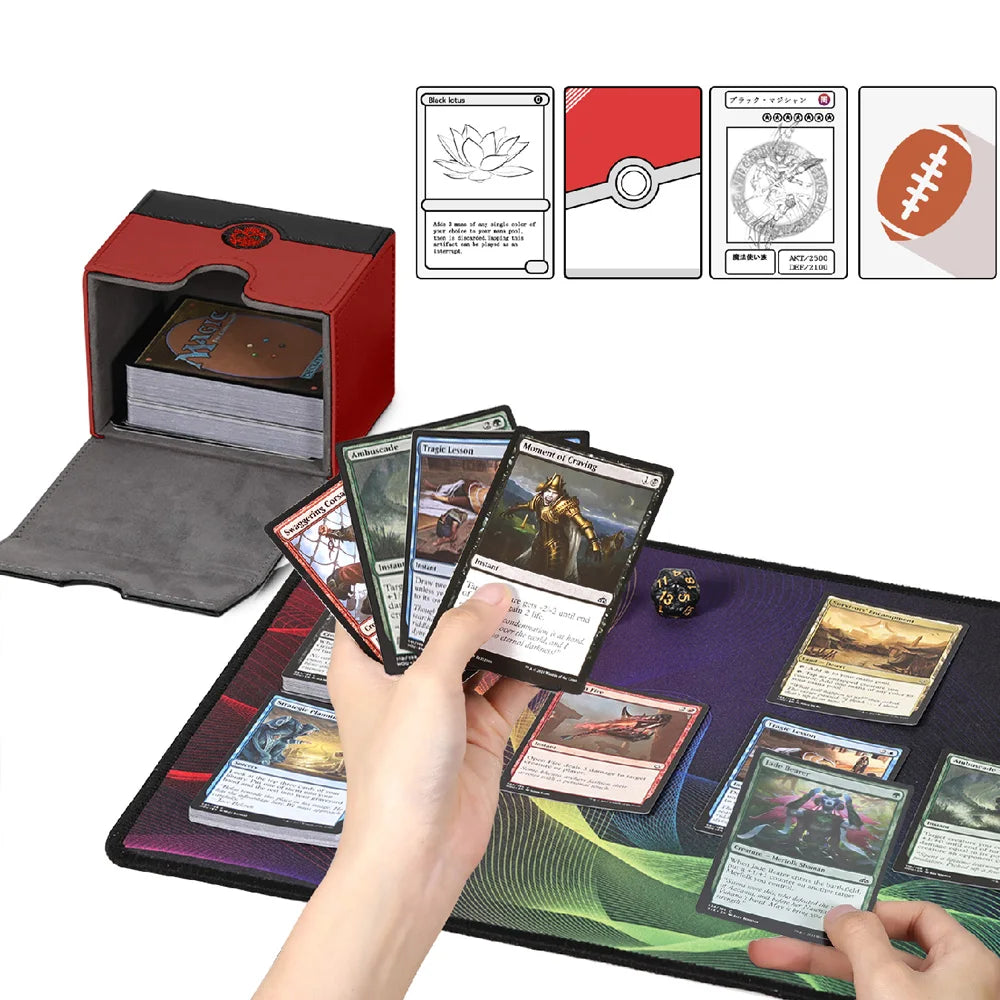 Premium PU Leather Sideload Deck Box - Fits 120+ Sleeved Cards