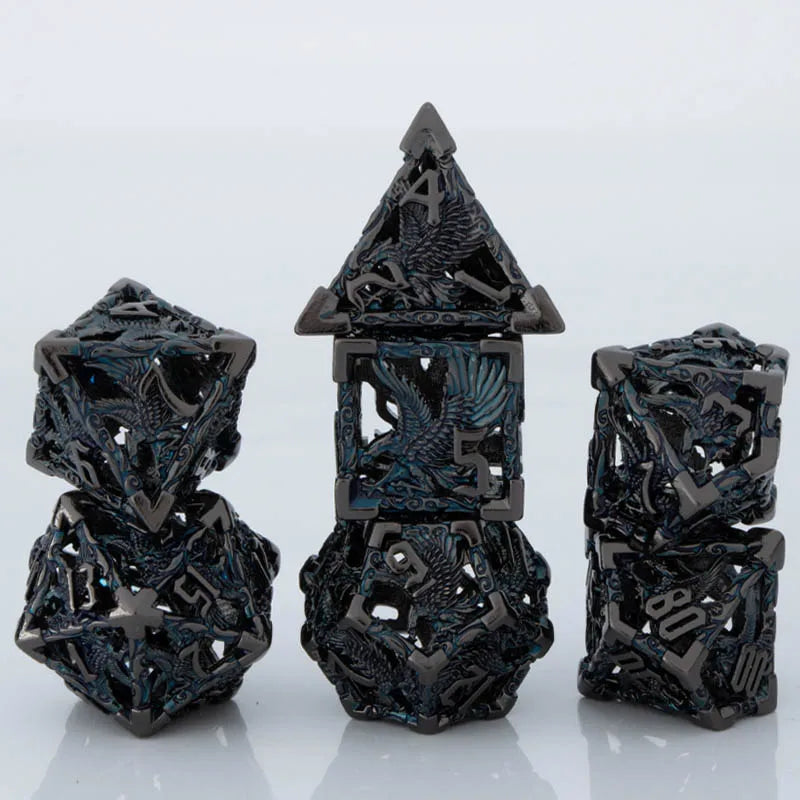 7-Piece Metal Polyhedral Dice Set - Perfect for RPG and Tabletop Games