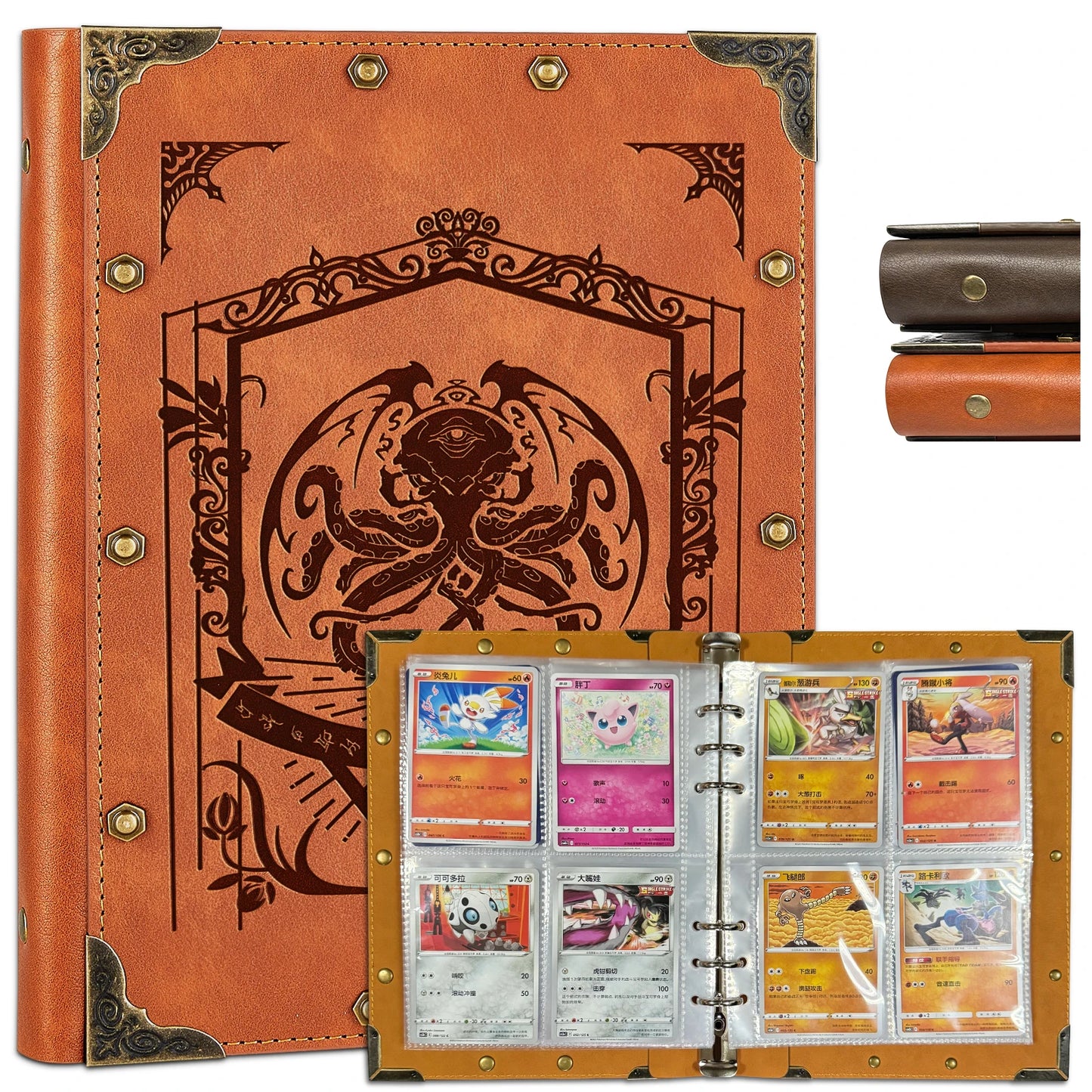 Leather Trading Card Binder - 4 Pocket Album for TCG