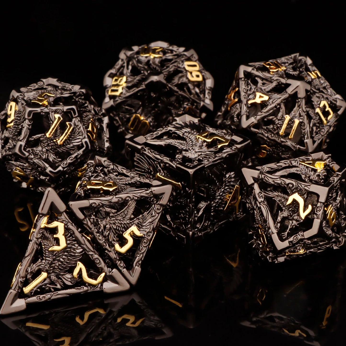 7-Piece Metal Polyhedral Dice Set - Perfect for RPG and Tabletop Games