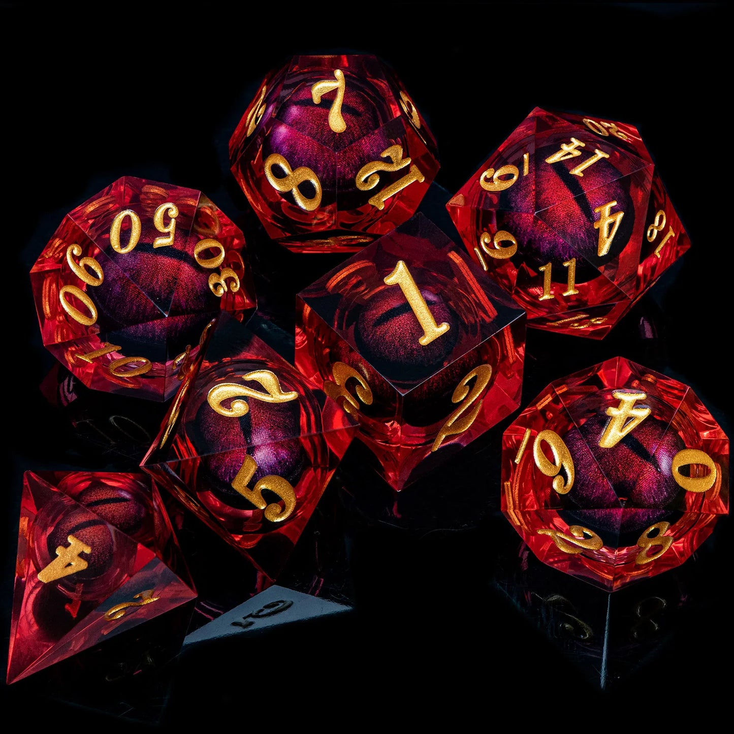 DnD D20 Multicolored Dice Blue Red Purple Orange White Gold