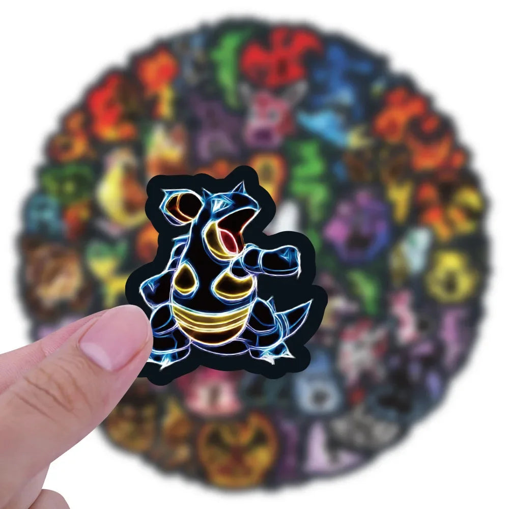 60Pcs Neon Pokemon Graffiti Stickers Anime