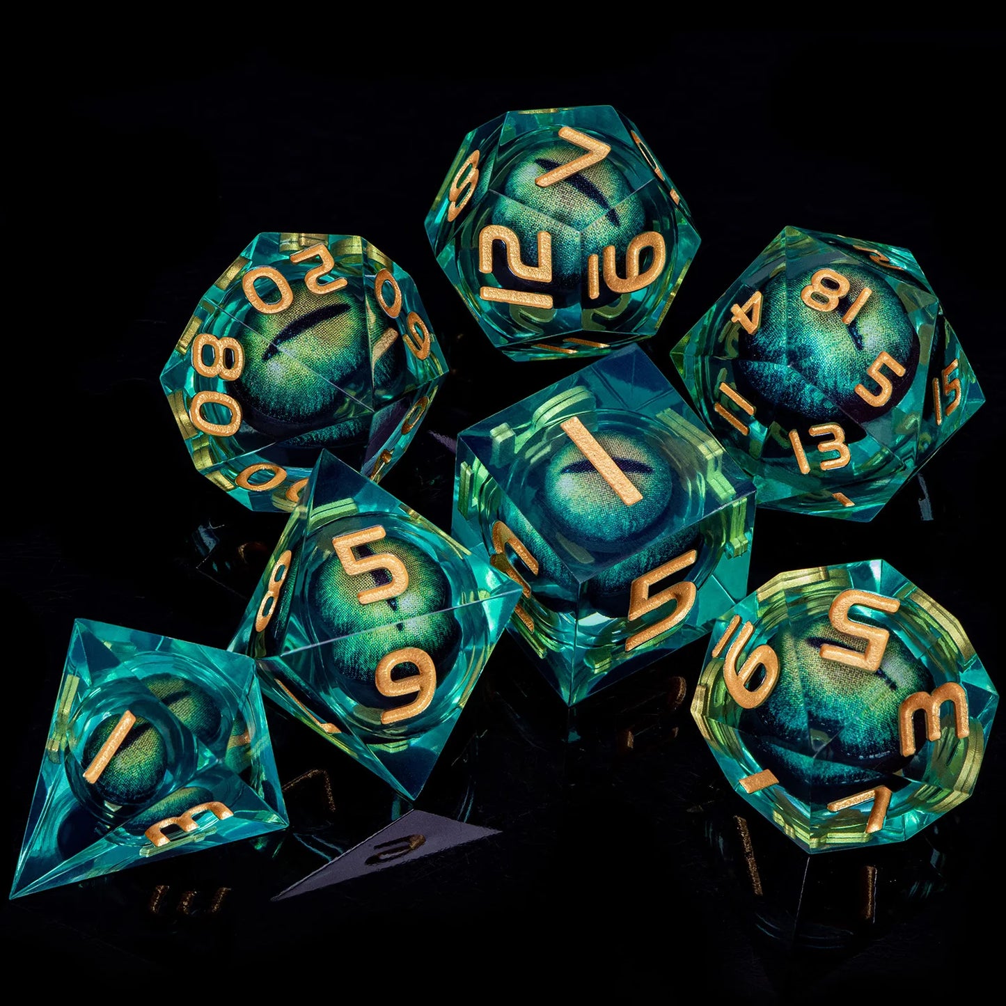 DnD D20 Multicolored Dice Blue Red Purple Orange White Gold