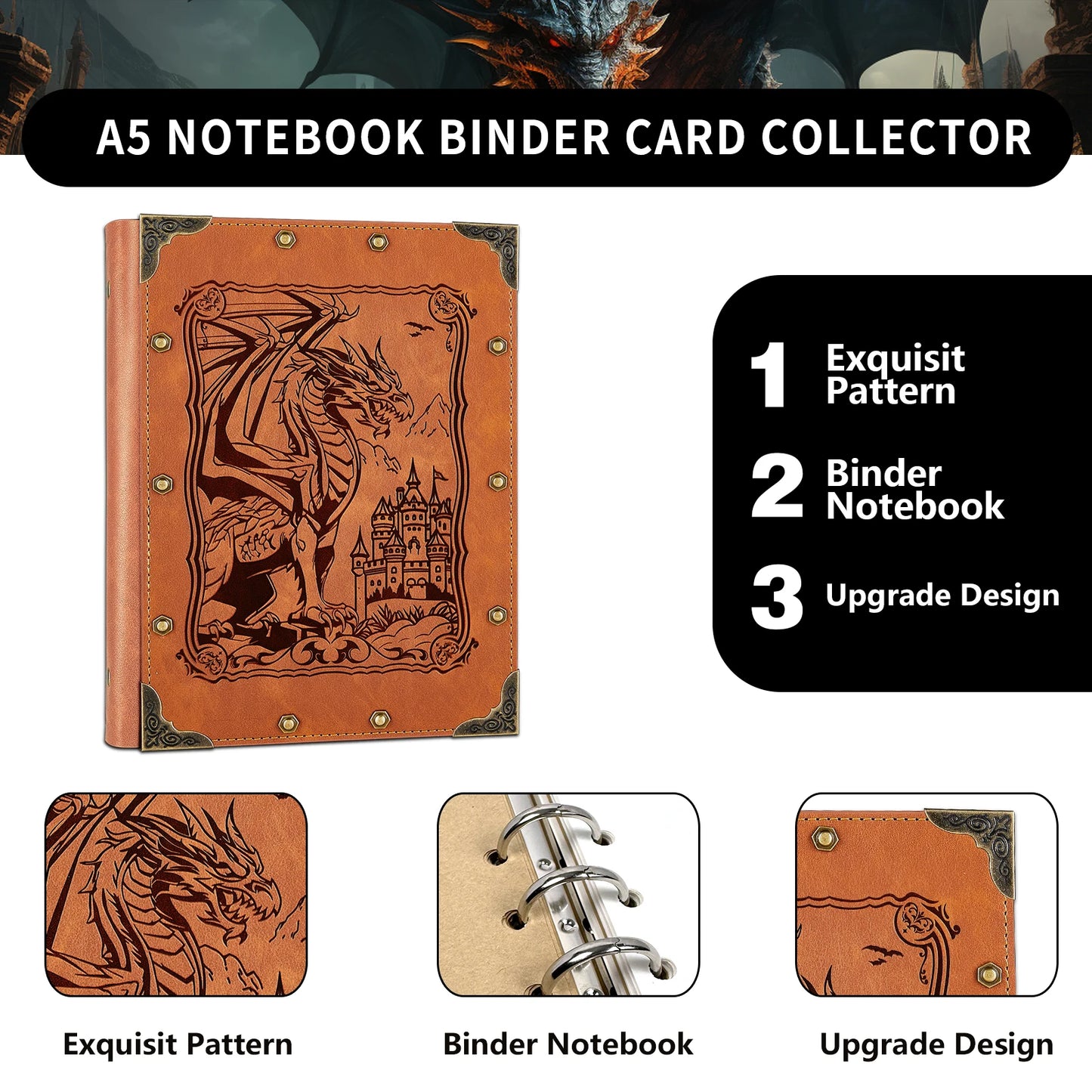 Leather Trading Card Binder - 4 Pocket Album for TCG