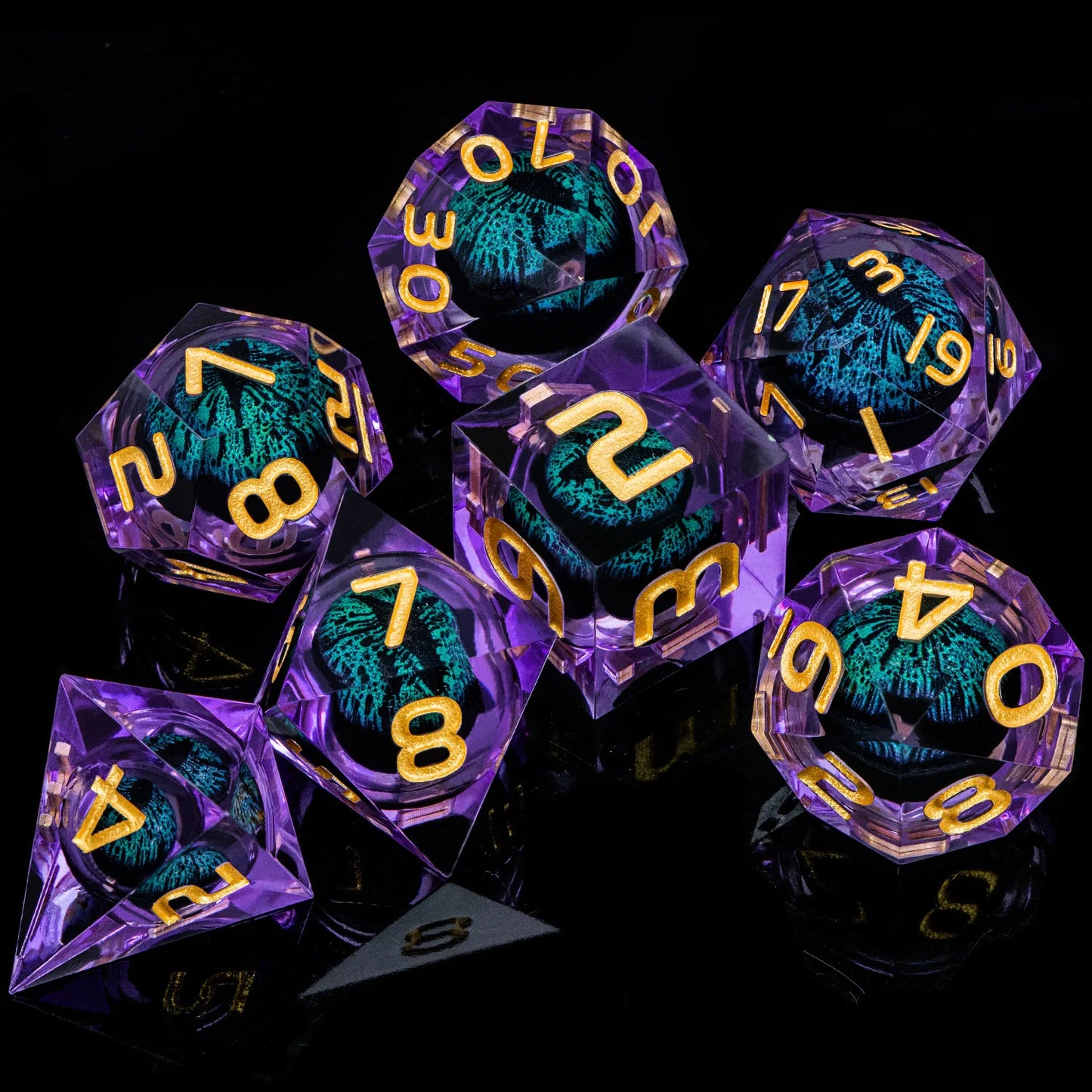 DnD D20 Multicolored Dice Blue Red Purple Orange White Gold