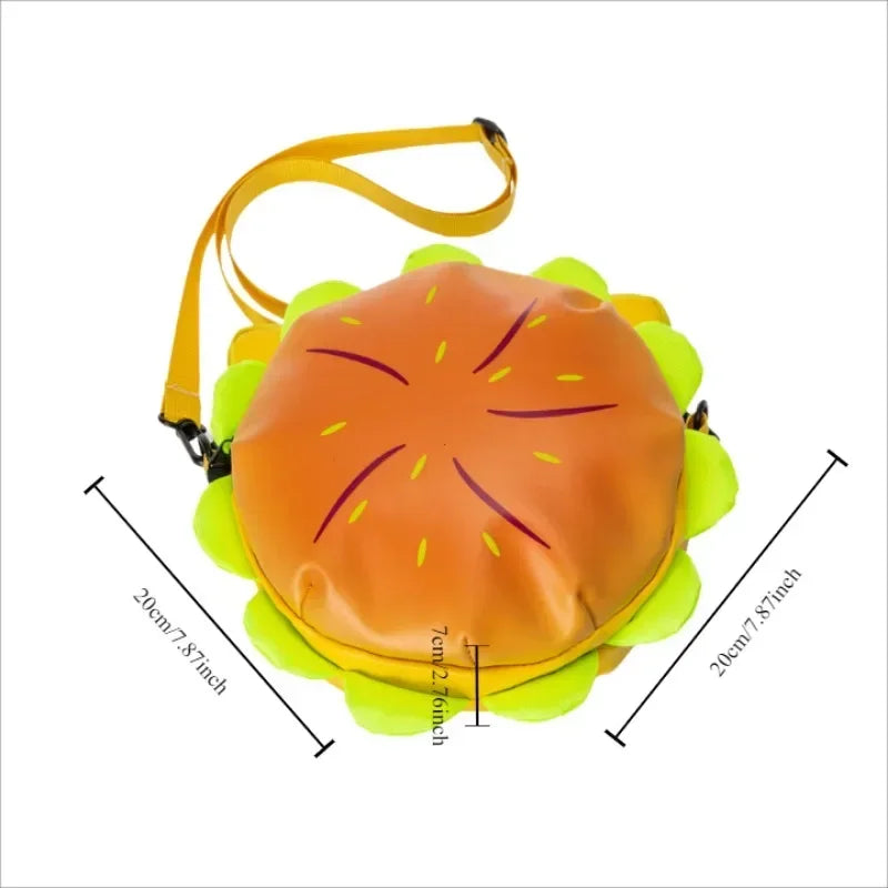 Stylish Hamburger Daypack Laptop Storage Zipper Portable Casual Tote PU Cheeseburger Backpack for Unisex