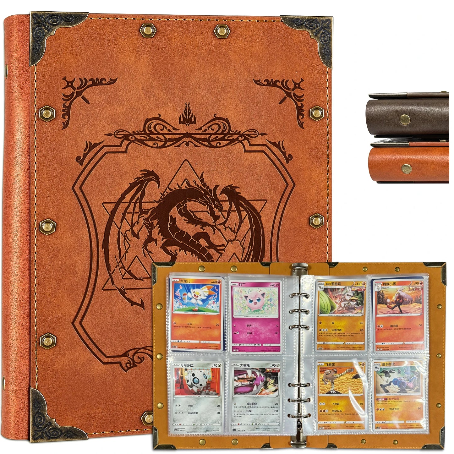 Leather Trading Card Binder - 4 Pocket Album for TCG