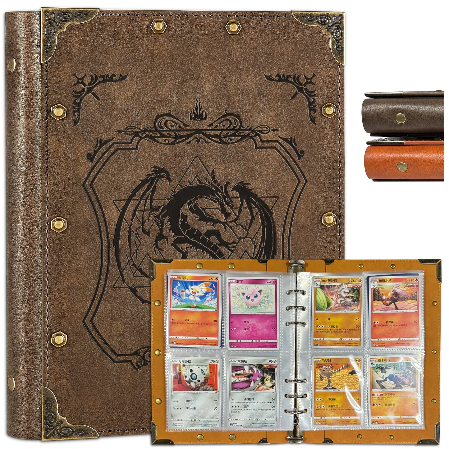 Leather Trading Card Binder - 4 Pocket Album for TCG