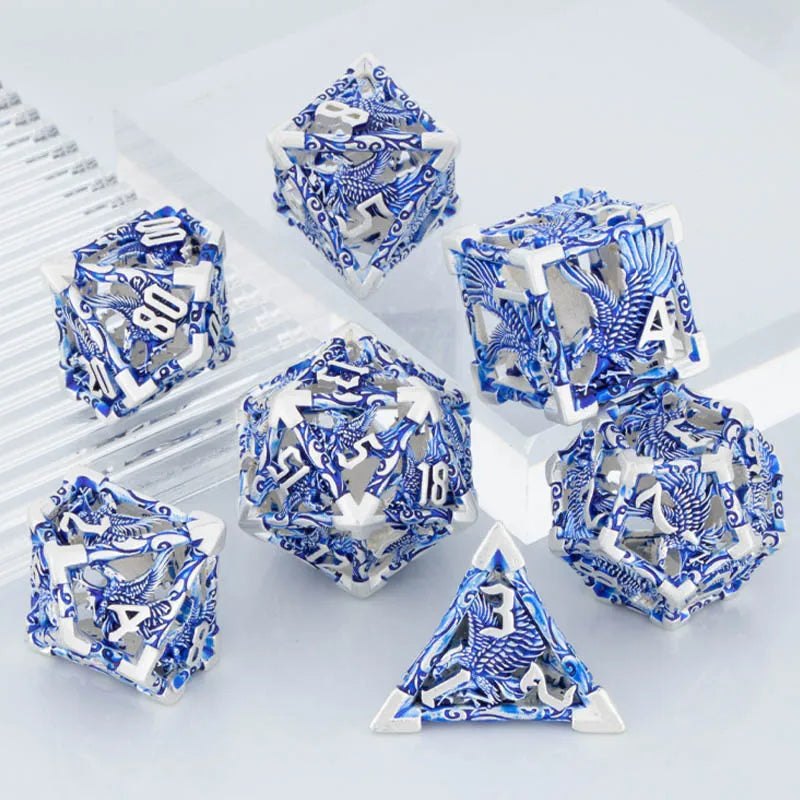 7-Piece Metal Polyhedral Dice Set - Perfect for RPG and Tabletop Games